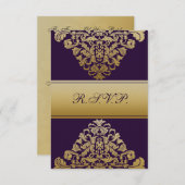 mariage élégant or violet RSVP Standard 3,5 x 5 (Devant / Derrière)