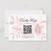 Mariage élégant QR Code RSVP Blush Pink Floral (Devant)