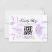 Mariage élégant QR Code RSVP Floral violet (Devant)