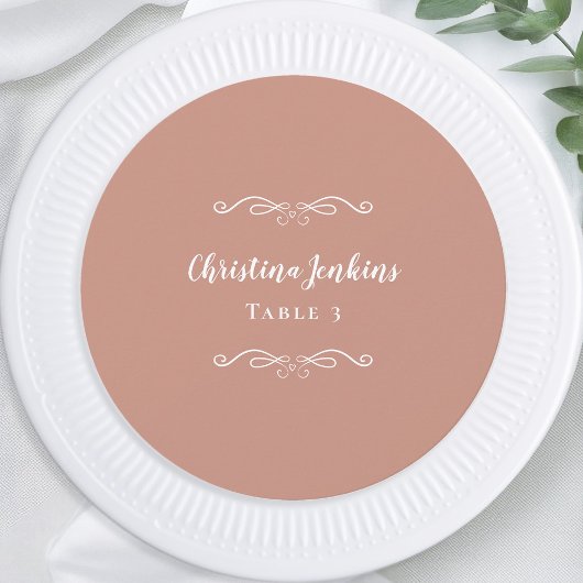 Mariage Elegant Rose Gold Round Carte de Place