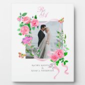 Mariage Élégant Rose ruban rose plaque (Devant)