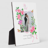 Mariage Élégant Rose ruban rose plaque (Côté)
