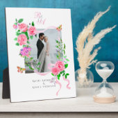 Mariage Élégant Rose ruban rose plaque (Côté)