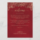 Mariage Élégant Rouge & Or : Accueil & Programme (Devant)