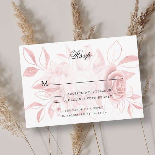 Mariage élégant RSVP Blush Rose or Floral