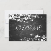 Mariage élégant RSVP cerise en fleurs Noir (Dos)