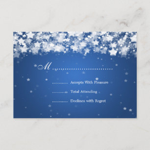 Mariage élégant RSVP Dazzling Étoiles Bleu