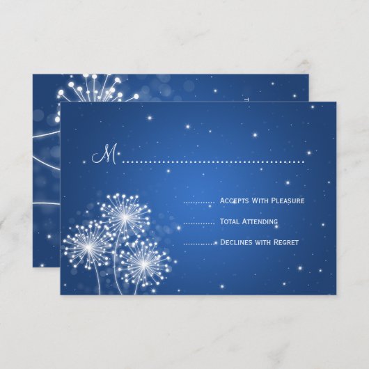 Mariage élégant RSVP Été Étincelle Sapphire Bleu (Devant / Derrière)