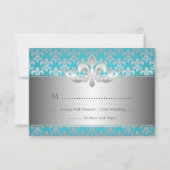 Mariage élégant RSVP Fleur De Lis Bleu (Devant)