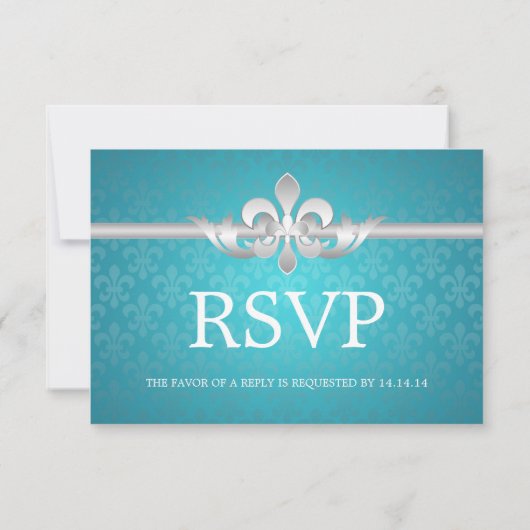 Mariage élégant RSVP Fleur De Lis Bleu (Dos)