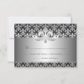 Mariage élégant RSVP Fleur De Lis Noir (Devant)