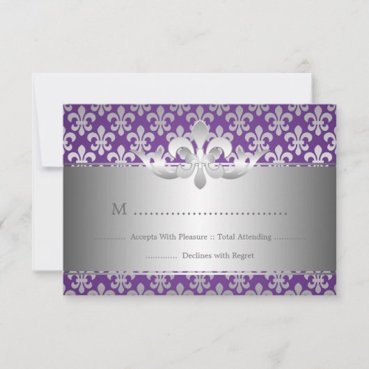 Mariage élégant RSVP Fleur De Lis Violet (Devant)