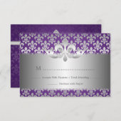 Mariage élégant RSVP Fleur De Lis Violet (Devant / Derrière)
