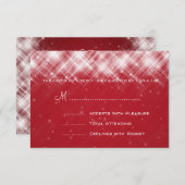 Mariage élégant RSVP Glamour Étincelles Rouge (Devant / Derrière)