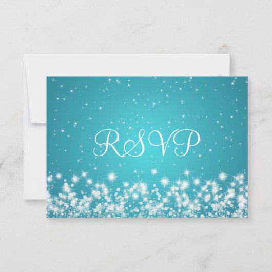 Mariage élégant RSVP Hiver Étincelle Bleu (Dos)