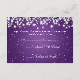 Mariage élégant RSVP Hiver Étincelle Violet