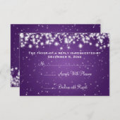 Mariage élégant RSVP Hiver Étincelle Violet (Devant / Derrière)