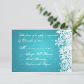 Mariage élégant RSVP hiver Snowflakes Bleu (Debout devant)