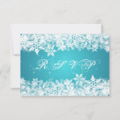 Mariage élégant RSVP hiver Snowflakes Bleu (Dos)