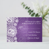 Mariage élégant RSVP Paisley dentelle pourpre (Debout devant)