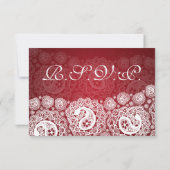 Mariage élégant RSVP Paisley dentelle rouge (Dos)