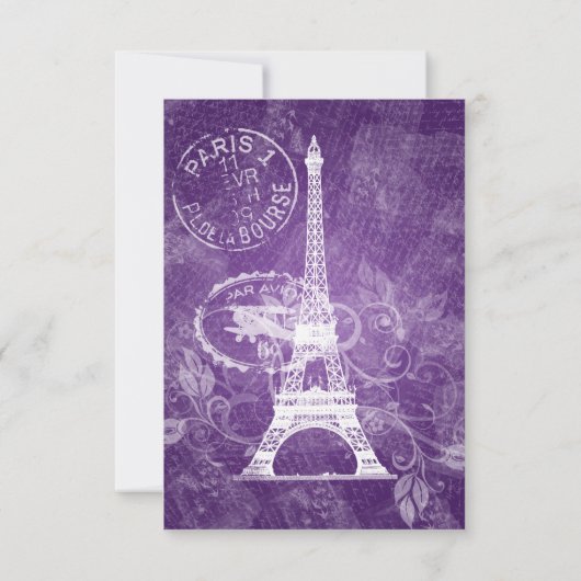 Mariage élégant RSVP Romantique Paris violet (Dos)
