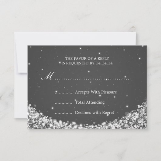 Mariage élégant RSVP Star Sparkle Black (Devant)