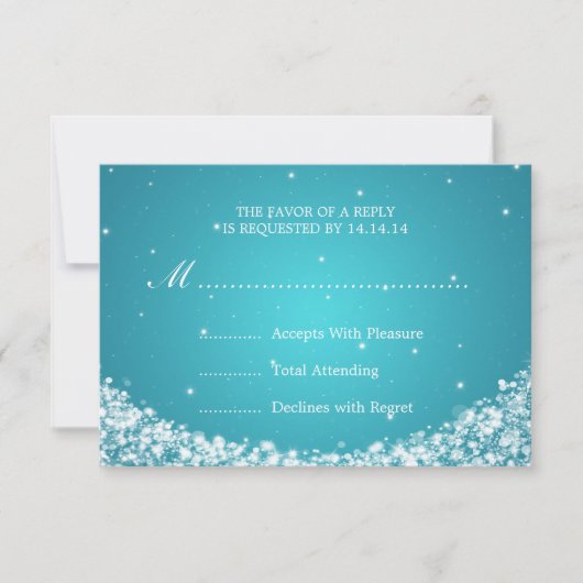 Mariage élégant RSVP Star Sparkle Blue (Devant)