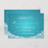 Mariage élégant RSVP Star Sparkle Blue (Devant / Derrière)