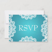 Mariage élégant RSVP Vintage dentelle bleu (Dos)