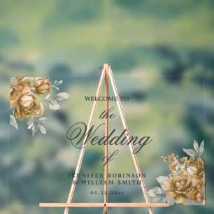 Mariage élégant script floral rustique naturel or 