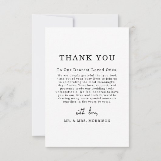 Mariage Elegant Script Photo Carte de remerciement (Dos)