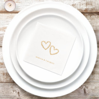 Mariage élégant simple personnalisé cœur or