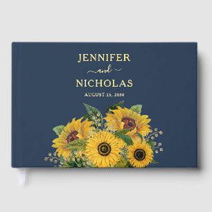 Mariage Élégant Tournesol Bleu Nuit Or