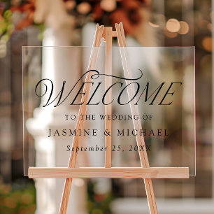 Mariage Élégant Typographie Noire de Bienvenue Mod