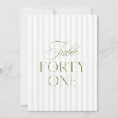 Mariage Élégant Vert Sauge & Beige Numéro de Table (Devant)