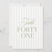 Mariage Élégant Vert Sauge & Beige Numéro de Table (Dos)