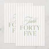 Mariage Élégant Vert Sauge & Beige Numéro de Table (Devant / Derrière)