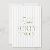 Mariage Élégant Vert Sauge & Beige Numéro de Table (Dos)