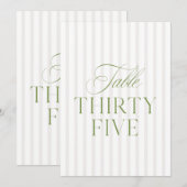 Mariage Élégant Vert Sauge & Beige Numéro de Table (Devant / Derrière)