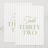 Mariage Élégant Vert Sauge & Beige Numéro de Table (Devant / Derrière)