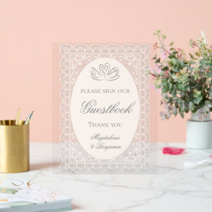 Mariage élégant vintage avec cygnes en dentelle et