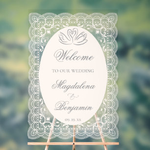 Mariage élégant vintage avec cygnes en dentelle et
