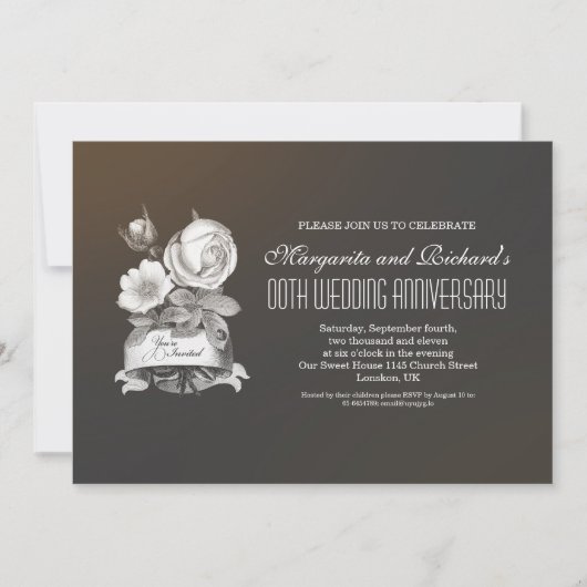 mariage élégant vintage invitations anniversaire (Devant)