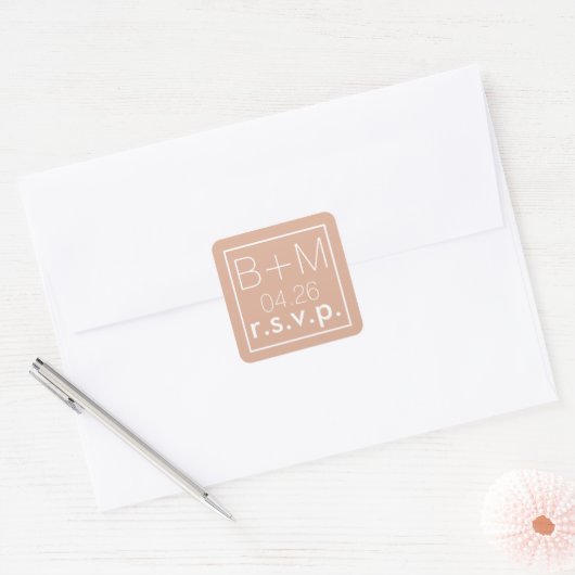 Mariage Elegantly r.s.v.p. Sticker carré (Enveloppe)