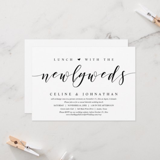 Mariage Elopement, Déjeuner Avec Invitation De Nou (Devant/Arrière en situation)