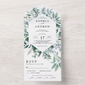 Mariage Emerald Greenery en une seule invitation (À l'intérieur)