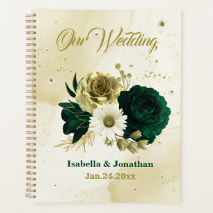 Mariage Emerald vert ivoire fleurs or