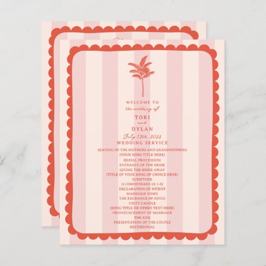 Mariage en bande rose feuille de palmier (Devant / Derrière)