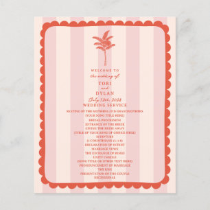 Mariage en bande rose feuille de palmier